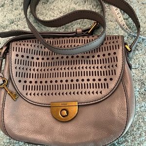 Fossil Emi Purse Gray Perforated Leather.